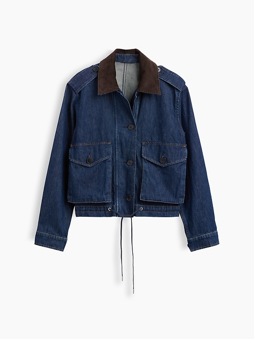 L'image numéro 5 présente Veste décontractée en denim à col en velours côtelé