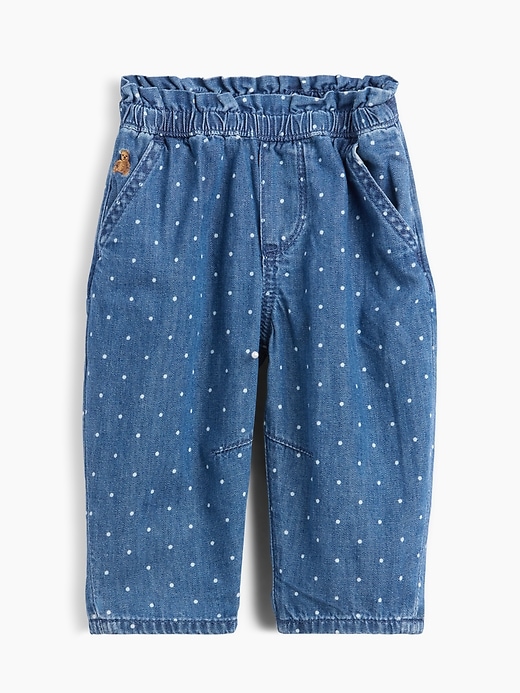 Image number 1 showing, Baby Polka Dot Pull-On Ruffle Barrel Jeans