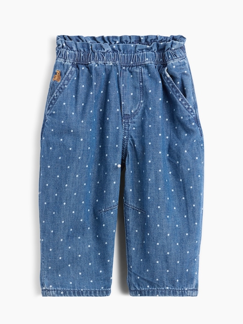 Baby Polka Dot Pull-On Ruffle Barrel Jeans
