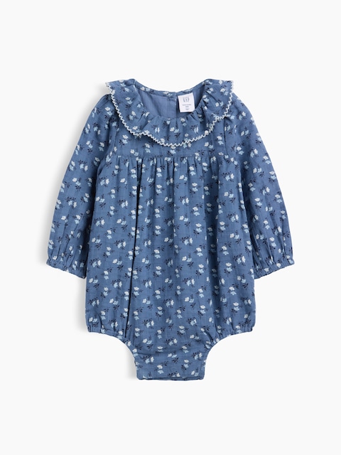 Baby Ruffle Collar Floral Bubble Bodysuit