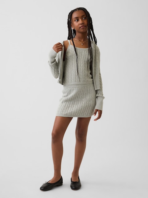 Kids 100% Cotton Cable-Knit Sweater Skort