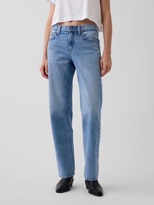 L'image numéro 2 présente Jean droit effilé à taille mi-basse