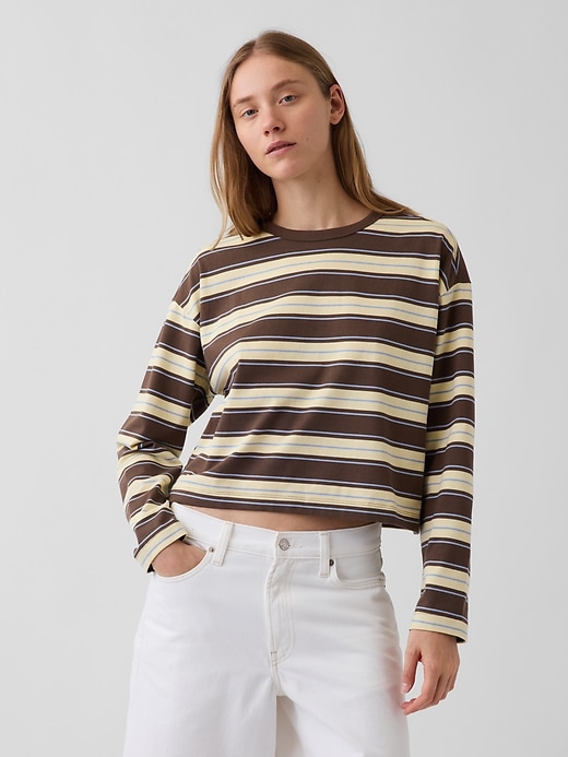 Image number 1 showing, Knit Oversized Crop T-Shirt