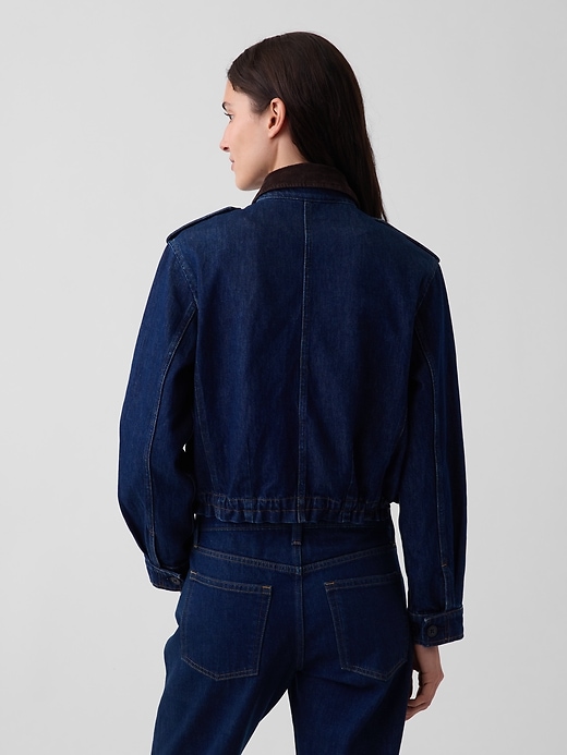 L'image numéro 3 présente Veste décontractée en denim à col en velours côtelé