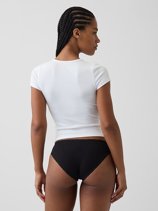 Image number 2 showing, MadeSoft Organic Stretch Cotton Lace-Trim Bikini