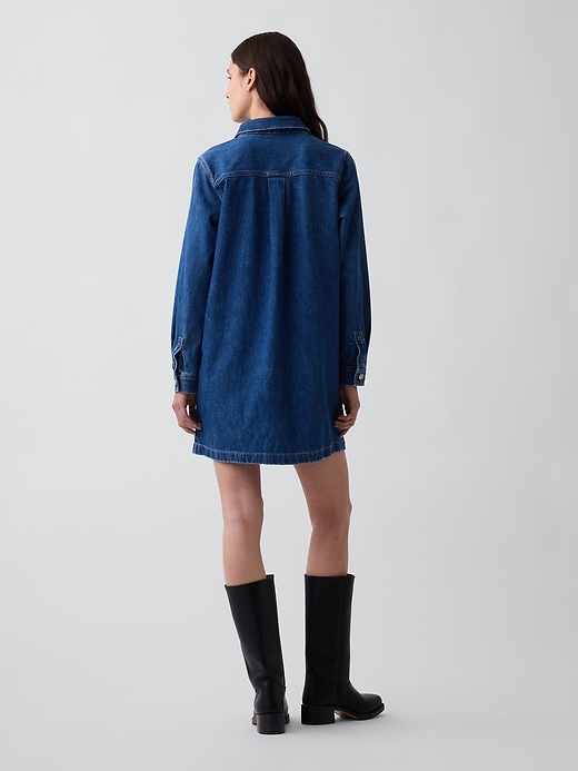 L'image numéro 2 présente Robe droite courte en denim