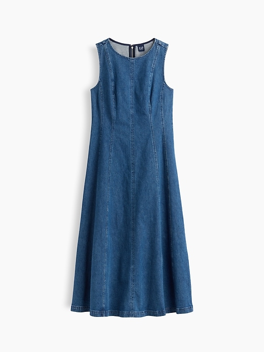 L'image numéro 5 présente Robe longue en denim à surpiqûres