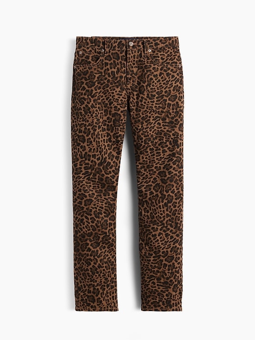 L'image numéro 6 présente Jean droit effilé à taille mi-basse à motif léopard