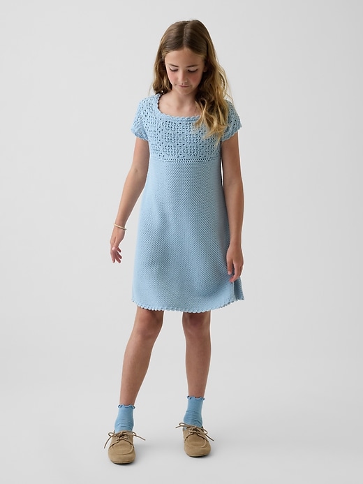 Image number 1 showing, Kids Crochet Sweater Dress