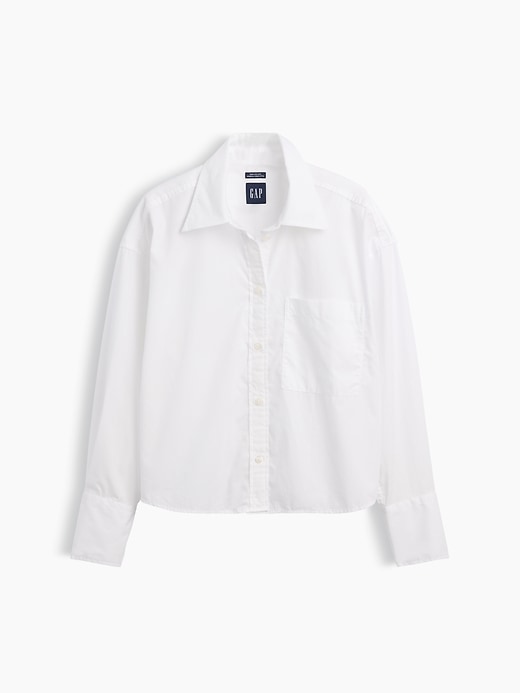 Image number 5 showing, Organic Cotton Poplin Oversized Crop Shirt