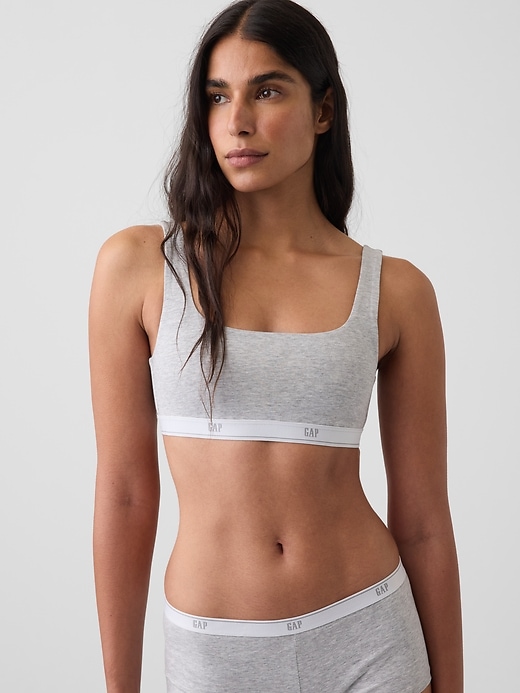 L'image numéro 8 présente Soutien-gorge léger en coton biologique extensible PureDouceur avec logo Gap