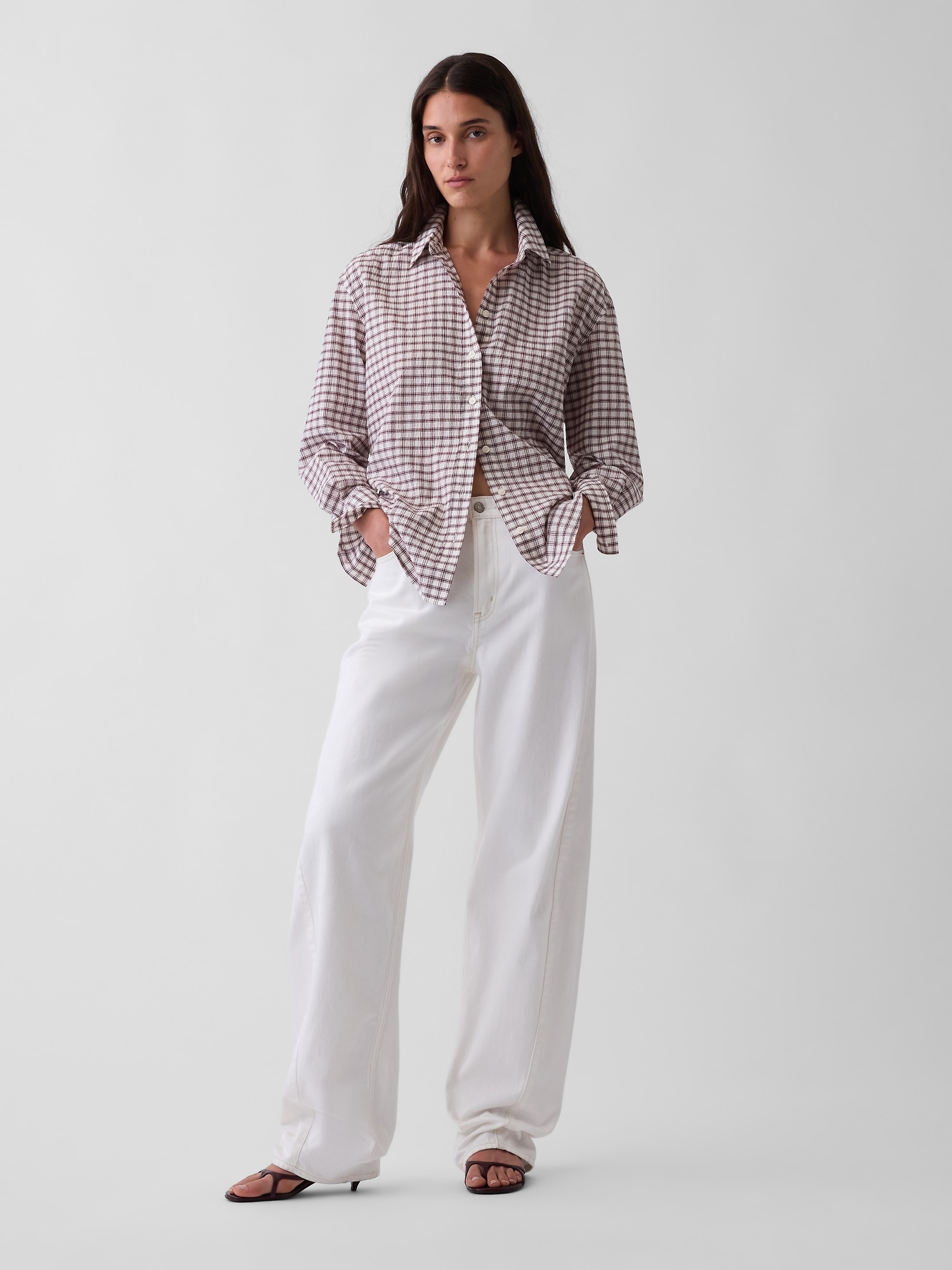 Seersucker Plaid Oversized Shirt