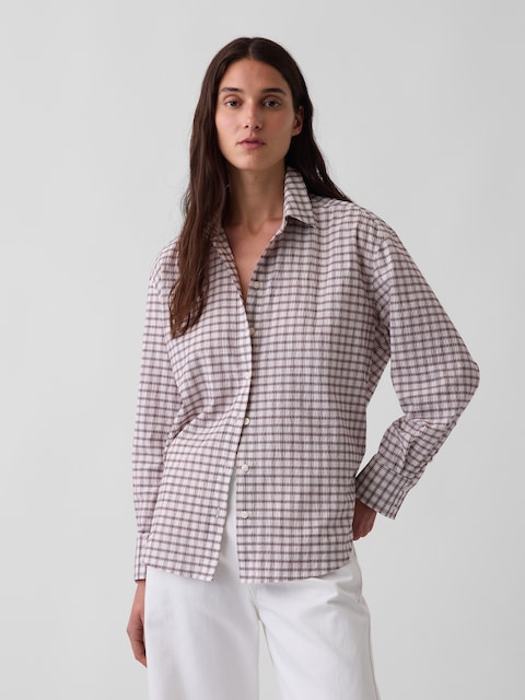Seersucker Plaid Oversized Shirt