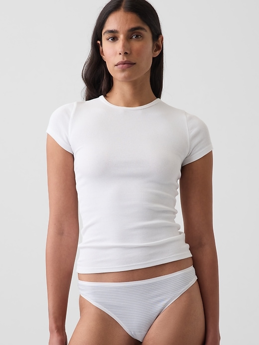 L'image numéro 1 présente Tanga en coton biologique extensible PureDouceur