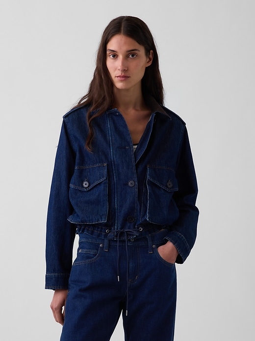 L'image numéro 1 présente Veste décontractée en denim à col en velours côtelé