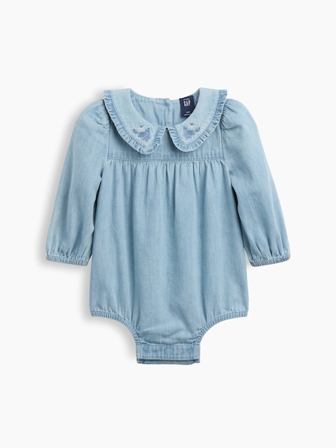 CACHE-COUCHE BOUFFANT EN DENIM BRODÉ POUR BÉBÉ
