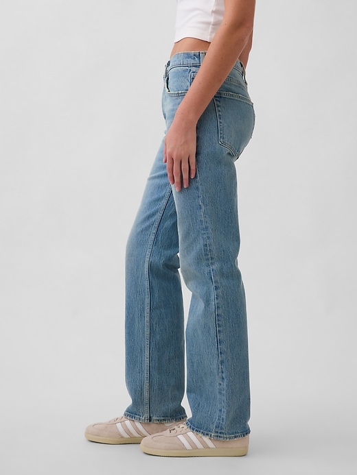 L'image numéro 3 présente Jean droit décontracté à taille mi-basse
