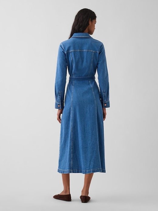 Image number 2 showing, Denim Tie-Belt Midi Dress