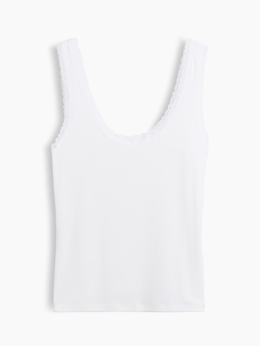 L'image numéro 5 présente Camisole de pyjama finement côtelé à dentelle