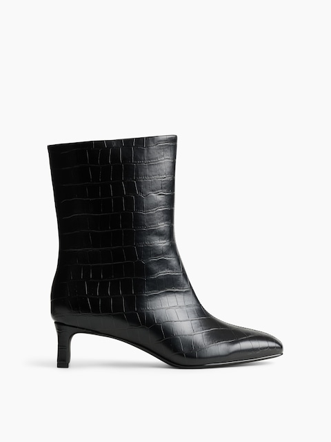 BOTTILLONS EN CUIR VÉGANE À MOTIF CROCODILE