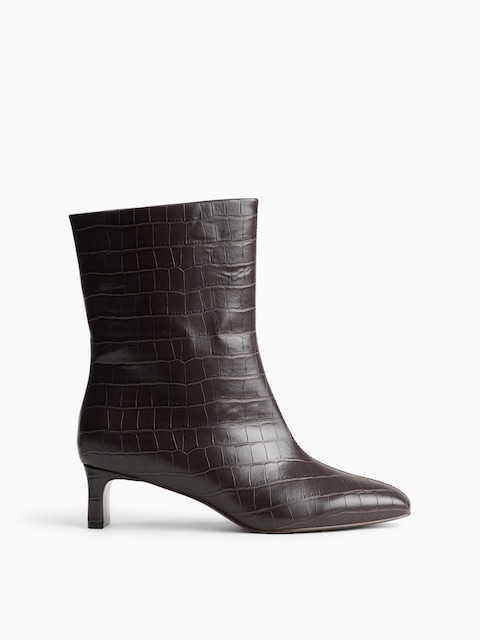BOTTILLONS EN CUIR VÉGANE À MOTIF CROCODILE