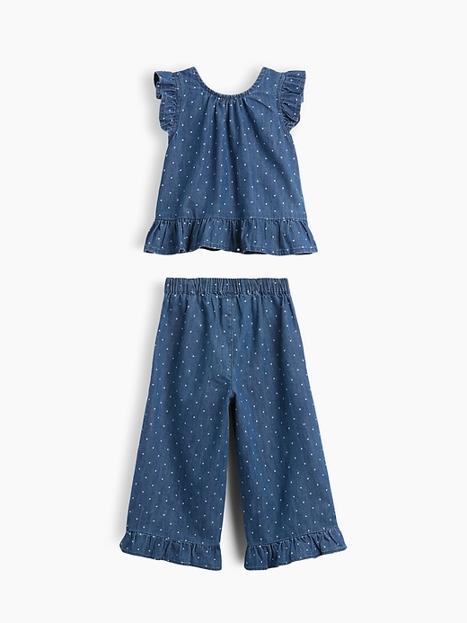L'image numéro 2 présente Ensemble en denim à pois à volants pour Bébé et Tout-petit