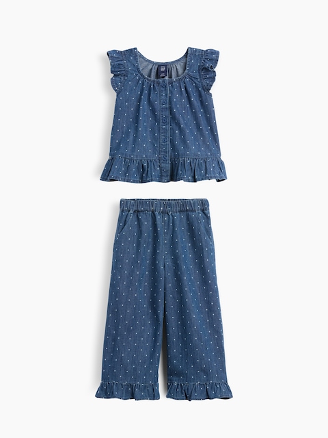 Baby & Toddler Denim Dot Ruffle Outfit Set