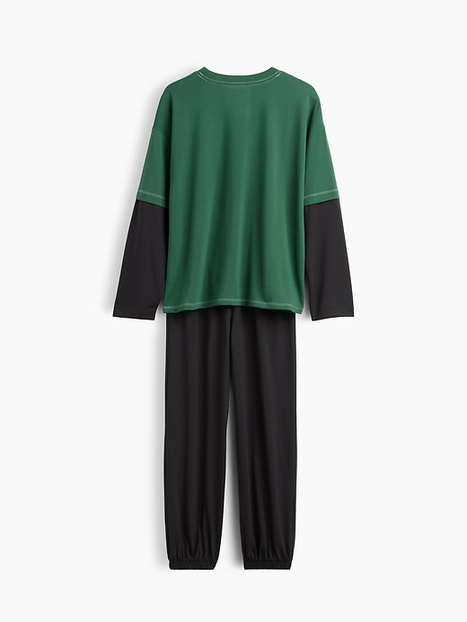 Image number 2 showing, Kids Recycled Colorblock PJ Set