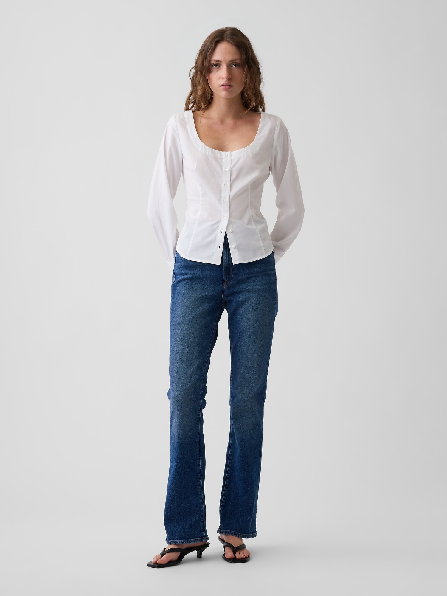Organic Cotton Poplin Scoop Neck Top