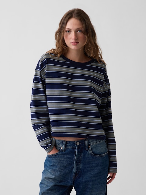 Knit Oversized Crop T-Shirt