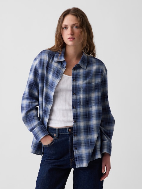 CHEMISE SURDIMENSIONNÉE À OURLET DROIT EN FLANELLE