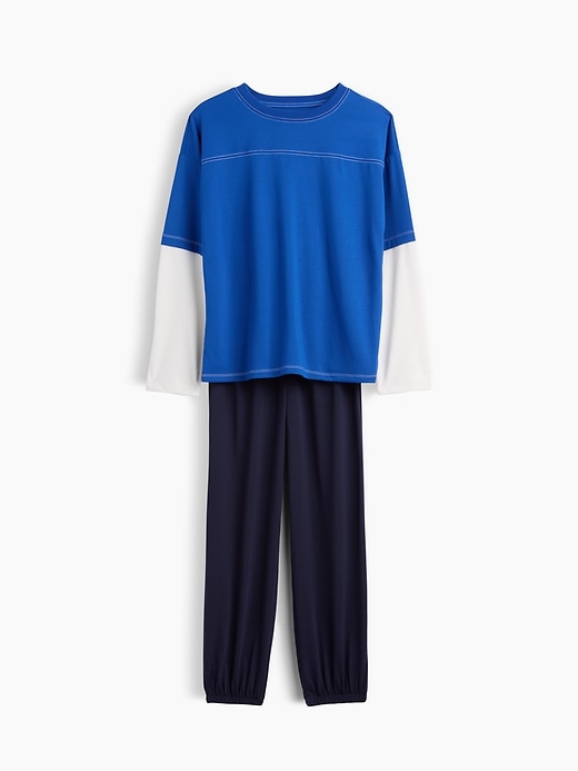 Image number 1 showing, Kids Recycled Colorblock PJ Set