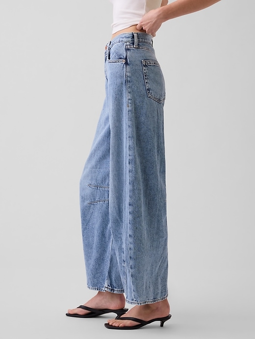 L'image numéro 3 présente Jean ballon surdimensionné à taille haute Douceur suprême
