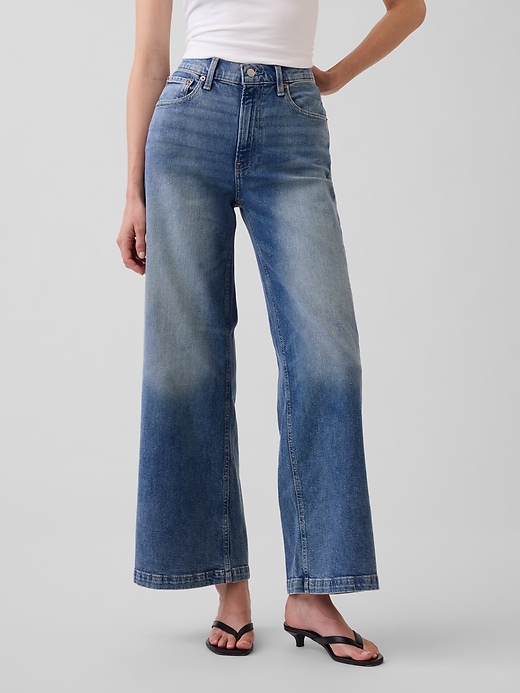 L'image numéro 2 présente Jean sportif jambe large à taille haute longueur cheville