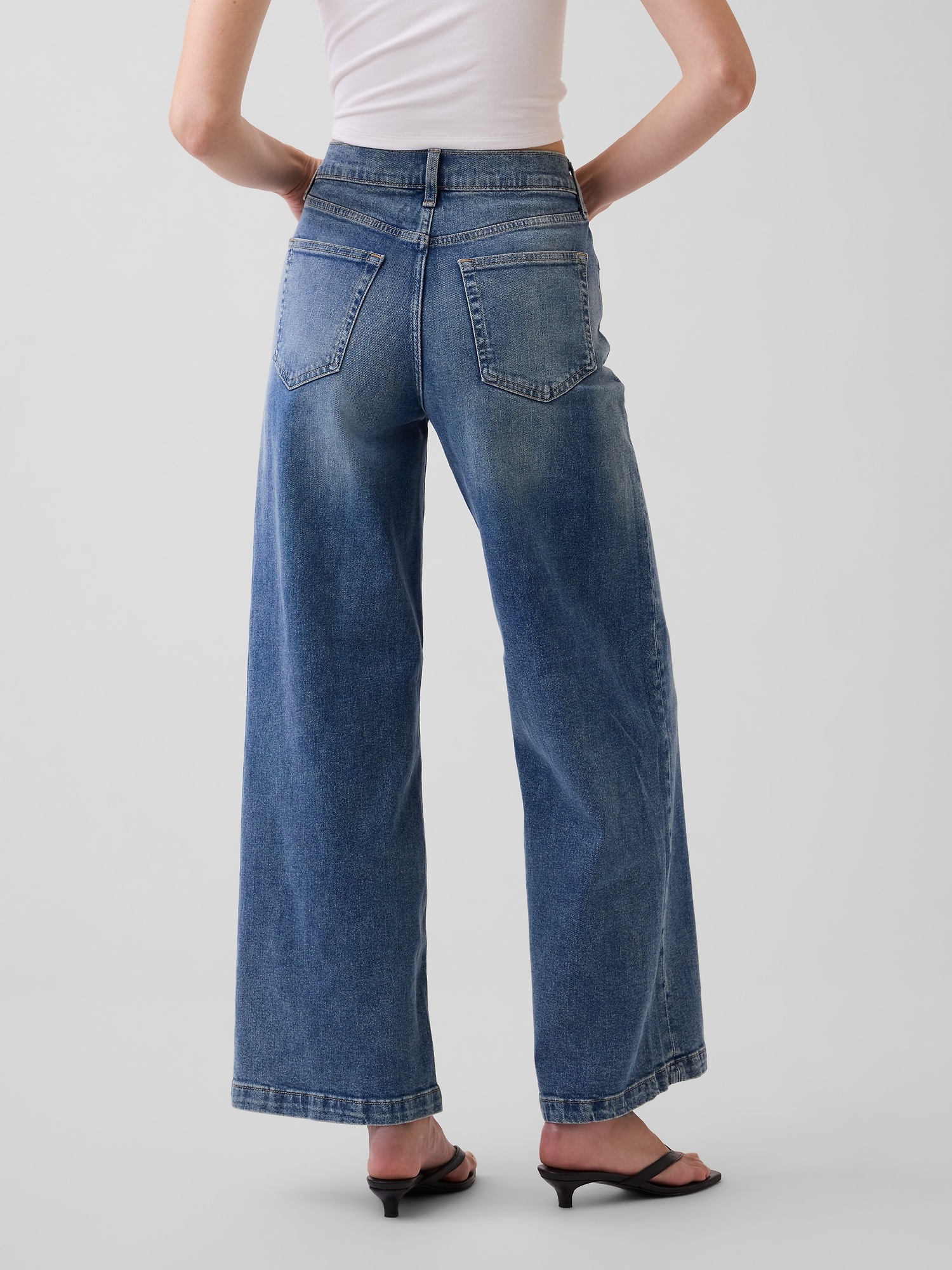 High Rise Stride Wide-Leg Ankle Jeans