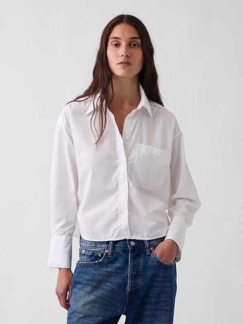 Organic Cotton Poplin Oversized Crop Shirt