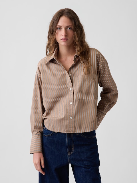 Organic Cotton Poplin Oversized Crop Shirt
