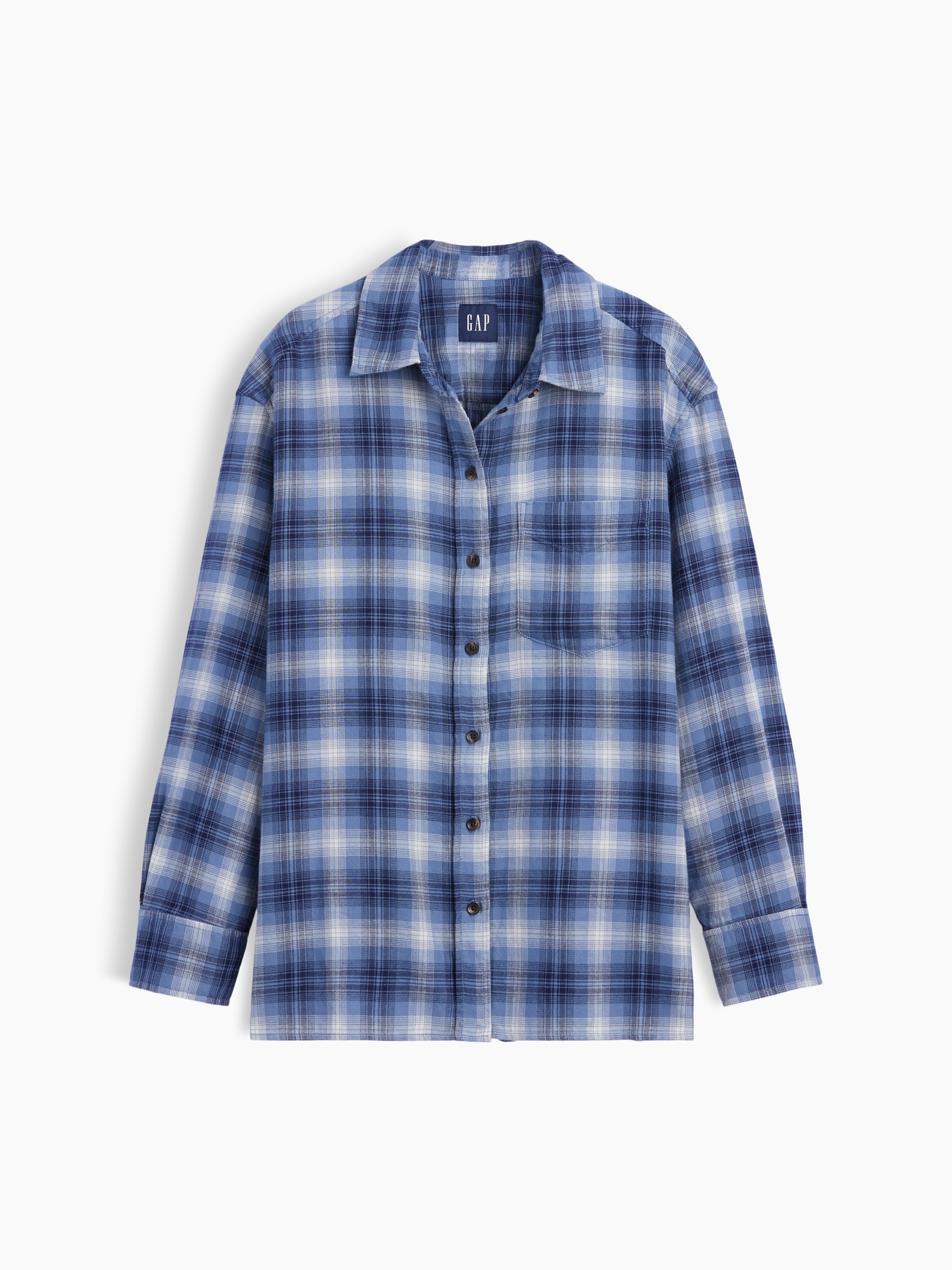 Oversized Straight-Hem Flannel Shirt