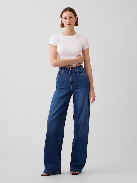 High Rise Stride Wide-Leg Jeans