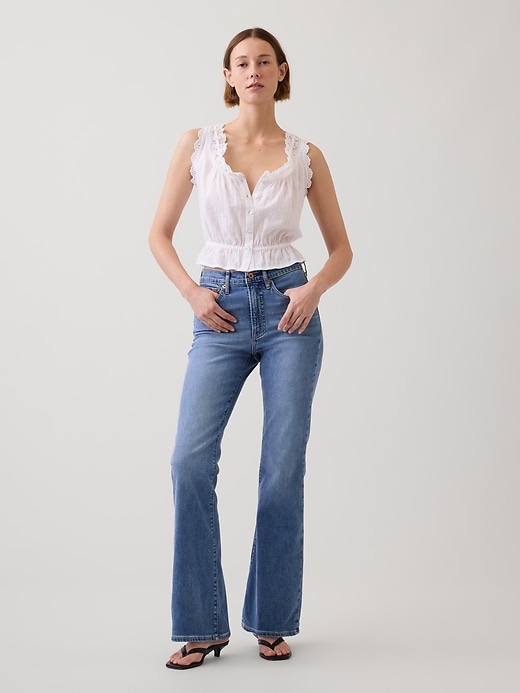 L'image numéro 1 présente Jean évasé années 1970 à taille haute