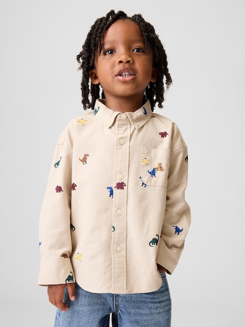 CHEMISE AMPLE OXFORD À IMPRIMÉ ET MOTIF POUR BÉBÉ ET TOUT-PETIT