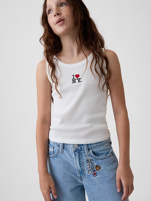 Image number 6 showing, Kids Low Rise Embroidered I Heart NY Baggy Jeans