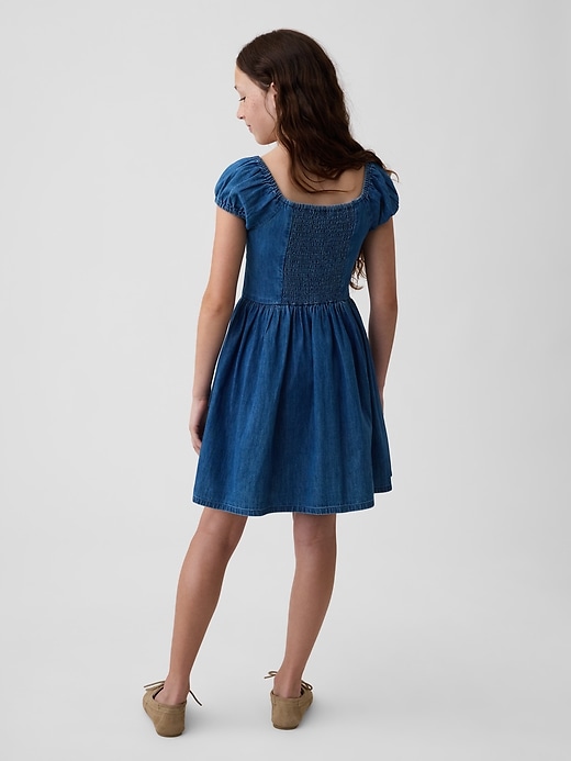 Image number 3 showing, Kids Denim Puff-Sleeve Mini Dress