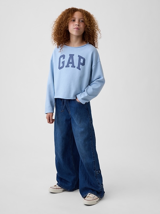 Image number 1 showing, Kids Low Rise Bow Easy Baggy Jeans