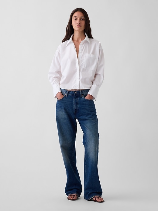 Image number 2 showing, Organic Cotton Poplin Oversized Crop Shirt