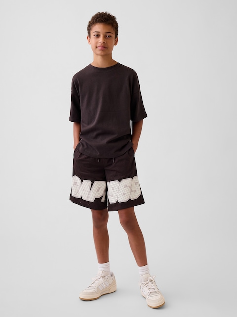 SHORT DE SPORT EN MAILLE POUR ENFANT, ENTREJAMBE DE 20 CM