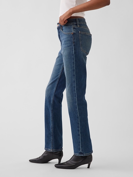 L'image numéro 3 présente Jean droit court années 90 à taille haute