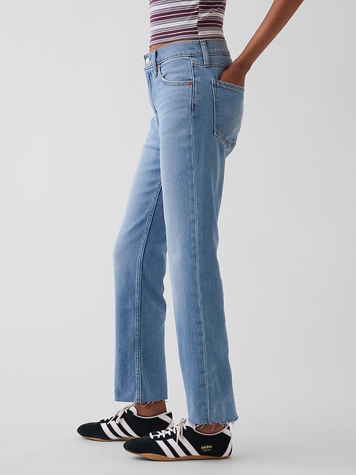 L'image numéro 3 présente Jean droit années 1990 à taille haute, longueur 3/4