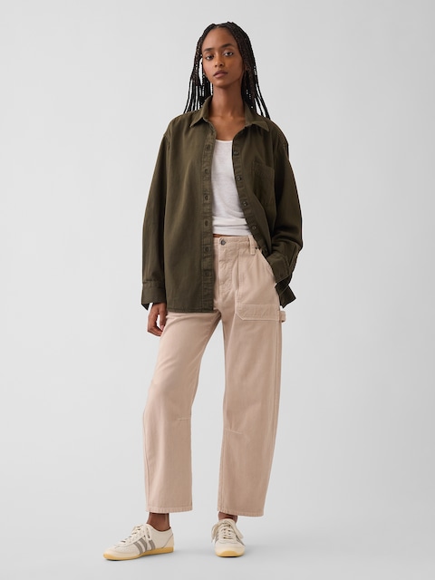 Mid Rise Barrel Utility Ankle Pants