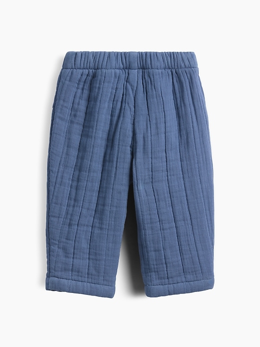 L'image numéro 2 présente Pantalon matelassé à taille élastique en gaze pour Bébé